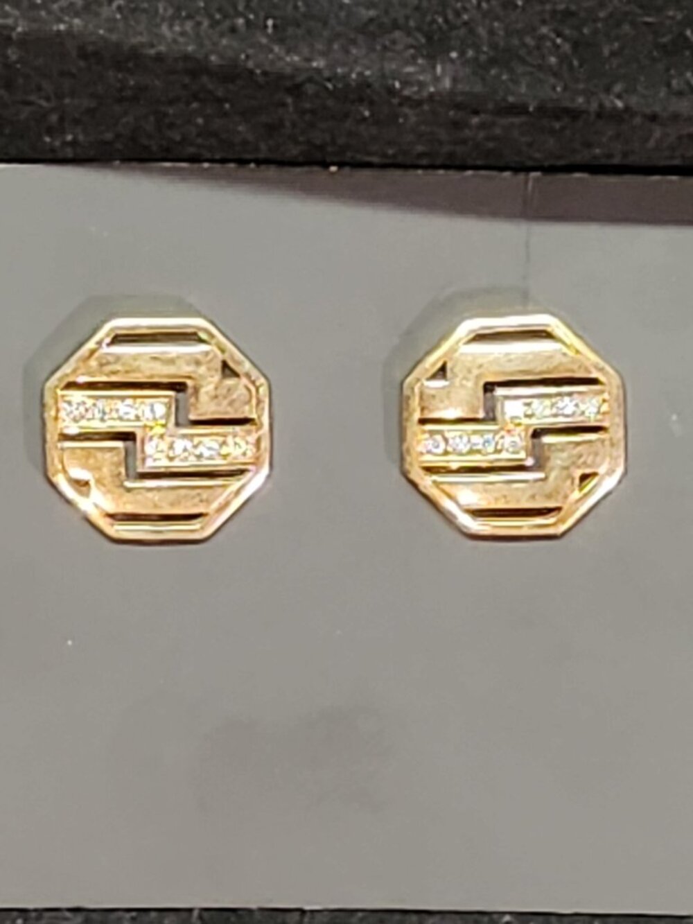 Vintage Avon 1886-1986 Centennial Rhinestone Gold Tone Stud Earrings